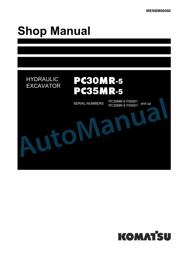 Komatsu PC30MR-5, PC35MR-5 Hydraulic Excavator Shop Manual WENBM00080