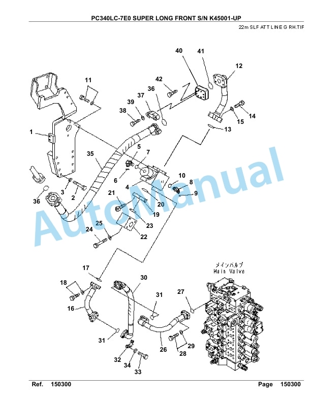 Komatsu PC340LC-7E0 Super Long Front Hydraulic Excavator Parts Manual K45001-UP-2
