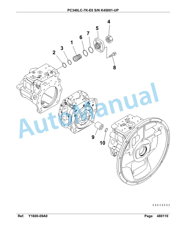 Komatsu PC340LC-7K-E0 Hydraulic Excavator Parts Manual SAA6D2PC-5