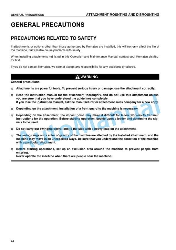 Komatsu PC340LC-7K Hydraulic Excavator Operation and Maintenance Manual UEAM003400-5