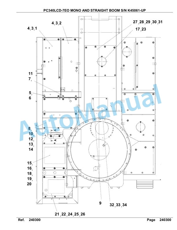 Komatsu PC340LCD-7EO Mono And Straight Boom Hydraulic Excavator Parts Manual K45061-UP-3