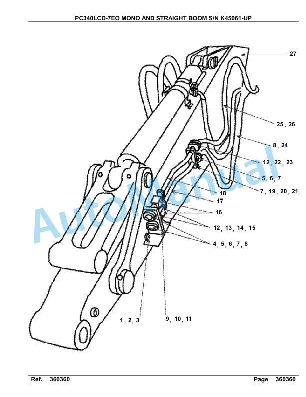 Komatsu PC340LCD-7EO Mono And Straight Boom Hydraulic Excavator Parts Manual K45061-UP-5