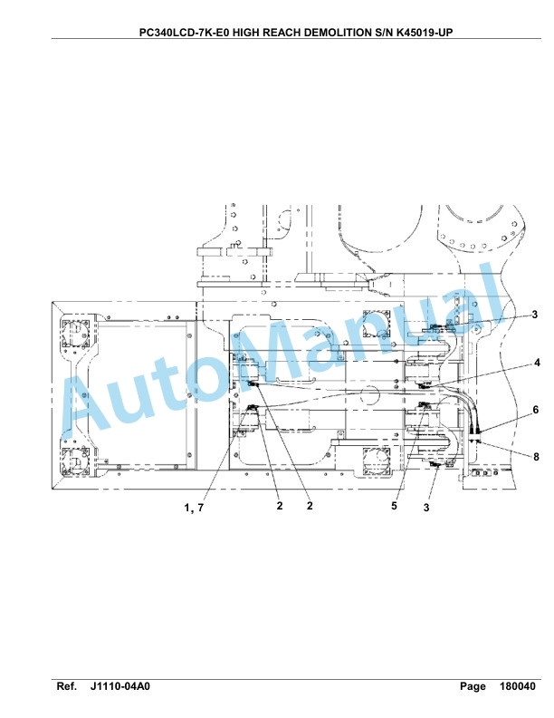 Komatsu PC340LCD-7K-E0 High Reach Demolition Hydraulic Excavator Parts Manual K45019-UP-2