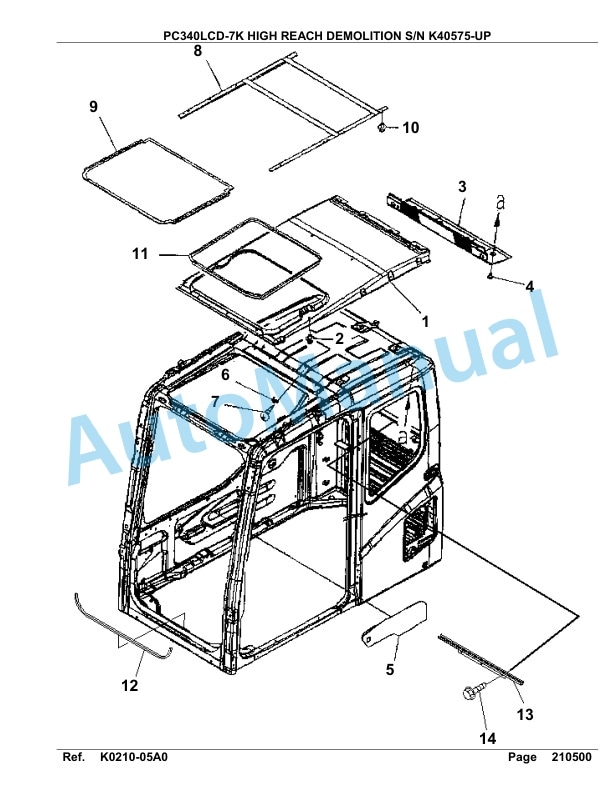 Komatsu PC340LCD-7K High Reach Demolition Hydraulic Excavator Parts Manual K40575-UP-2