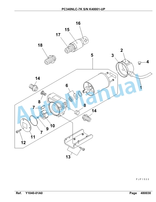 Komatsu PC340NLC-7K Hydraulic Excavator Parts Manual SAA6D12U-5