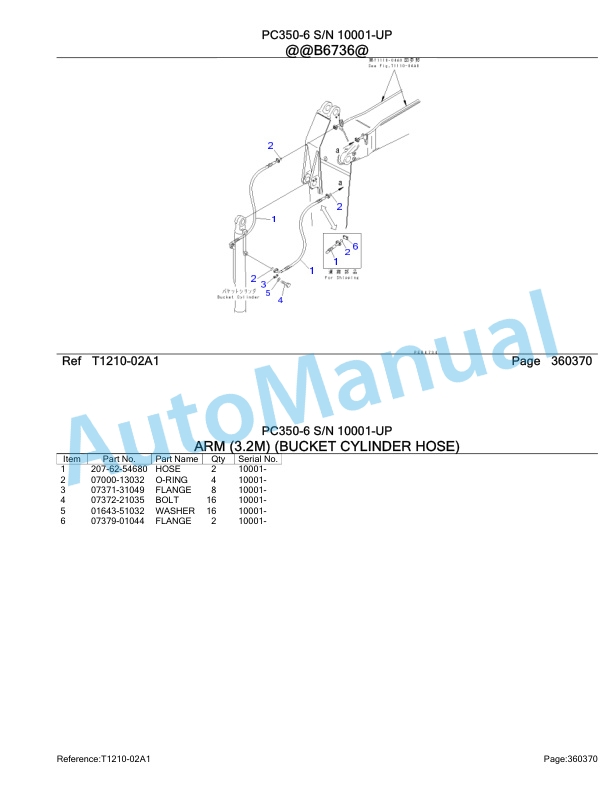 Komatsu PC350-6 Hydraulic Excavator Parts Manual 10001-UP-4