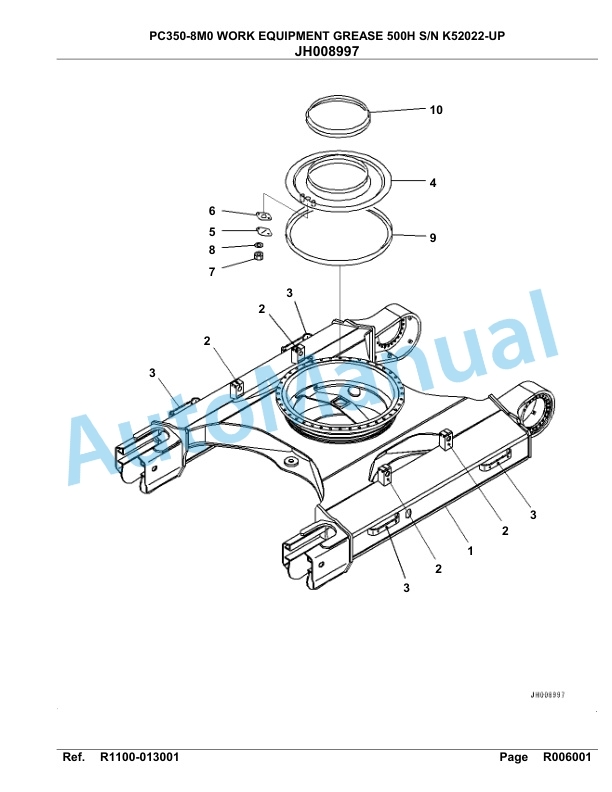 Komatsu PC350-8M0 Work Equipment Grease 500H Hydraulic Excavator Parts Manual PC00054U-5