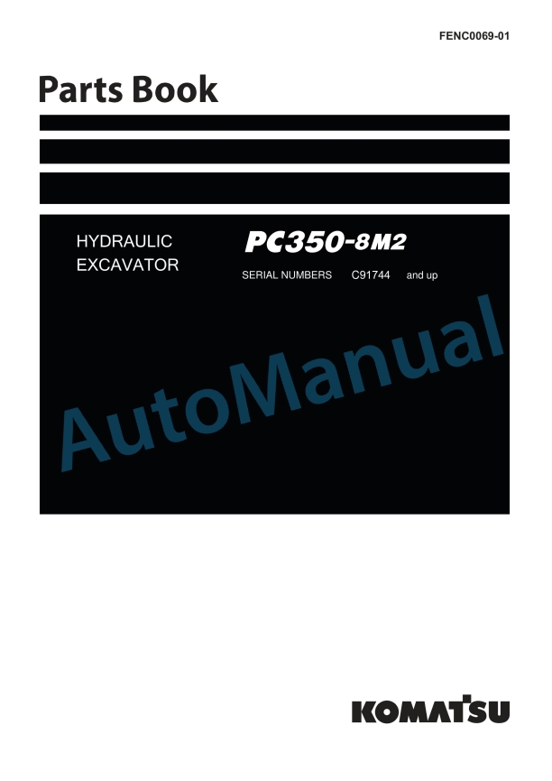 Komatsu PC350-8M2 Hydraulic Excavator Parts Manual FENC0069-01