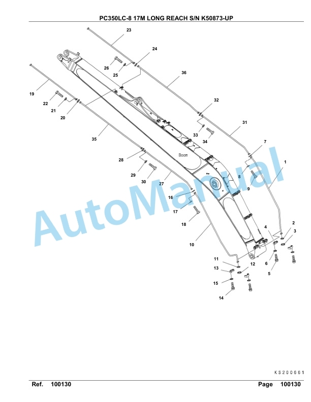 Komatsu PC350LC-8 17M Long Reach Hydraulic Excavator Parts Manual K50873-UP-2