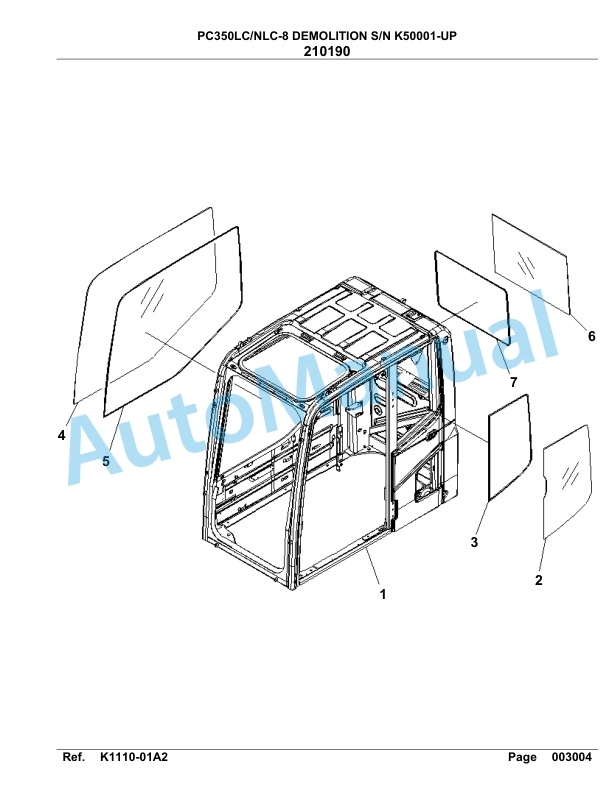 Komatsu PC350LC-8, PC350NLC-8 Demolition Hydraulic Excavator Parts Manual K50001-UP-2
