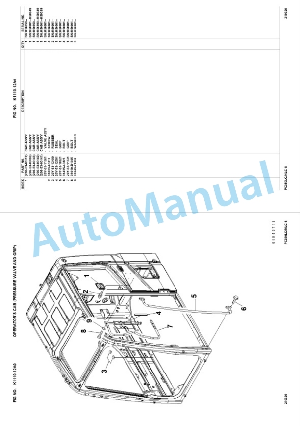 Komatsu PC350LC-8, PC350NLC-8 Hydraulic Excavator Parts Manual UEPC001101-3