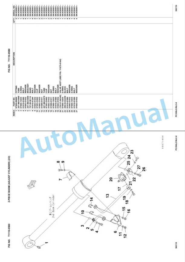 Komatsu PC350LC-8, PC350NLC-8 Hydraulic Excavator Parts Manual UEPC001101-4
