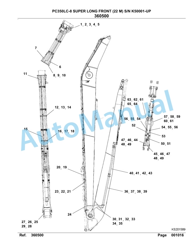 Komatsu PC350LC-8 Super Long Front 22M Hydraulic Excavator Parts Manual K50001-UP-4