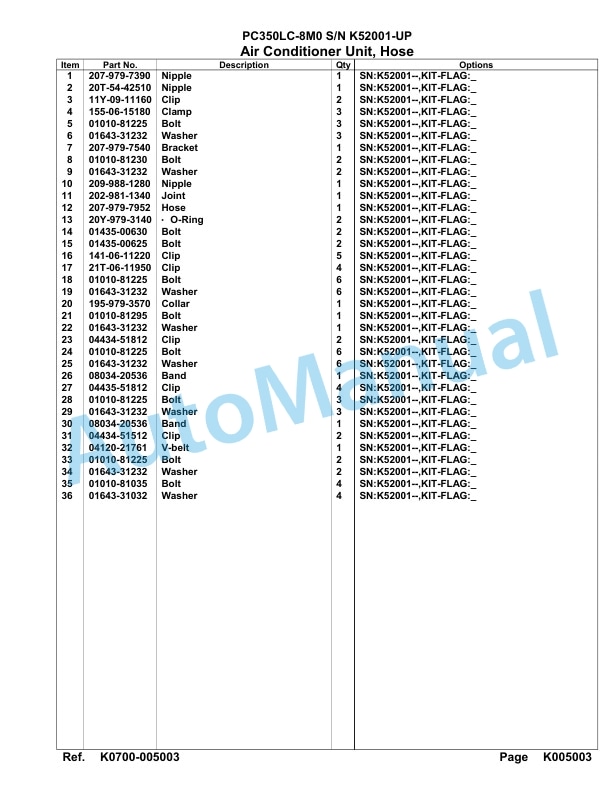 Komatsu PC350LC-8M0 Hydraulic Excavator Parts Manual PC00038U-3