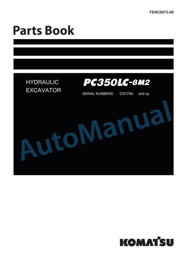 Komatsu PC350LC-8M2 Hydraulic Excavator Parts Manual FENC0073-00