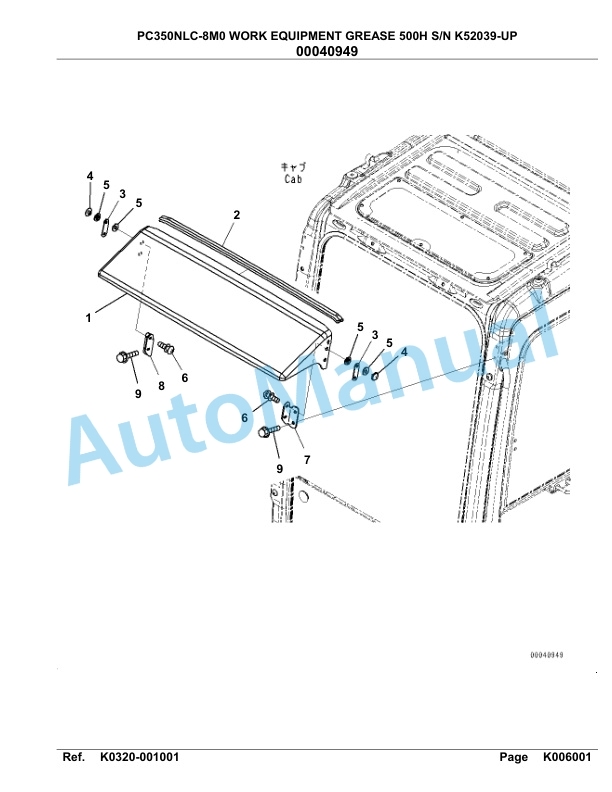 Komatsu PC350NLC-8M0 Work Equipment Grease Hydraulic Excavator Parts Manual PC00084U-3