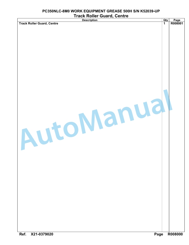 Komatsu PC350NLC-8M0 Work Equipment Grease Hydraulic Excavator Parts Manual PC00084U-5