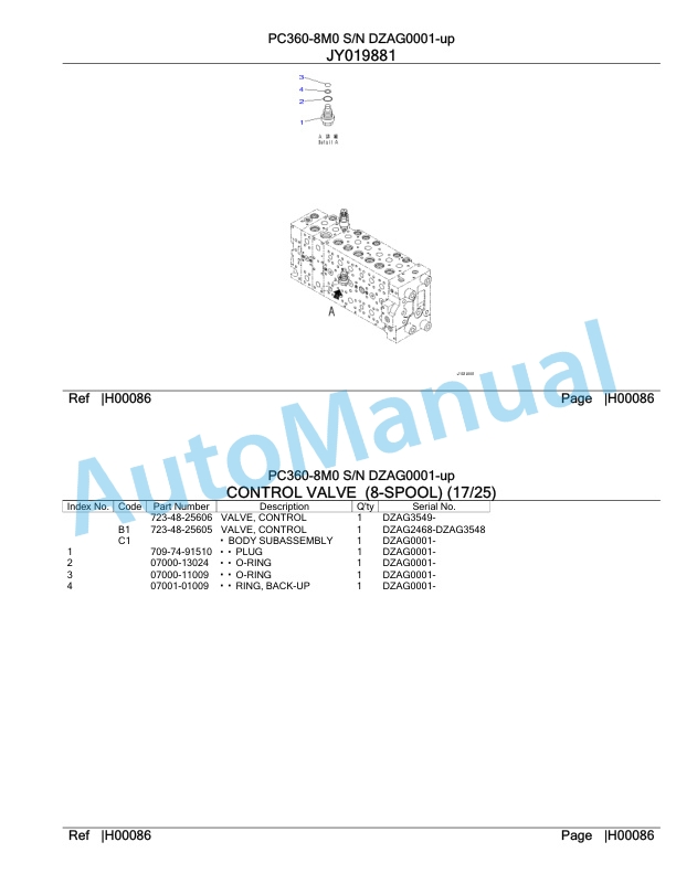 Komatsu PC360-8M0 Hydraulic Excavator Parts Manual DZAG0001-up-2
