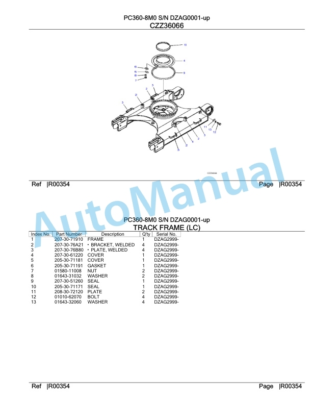 Komatsu PC360-8M0 Hydraulic Excavator Parts Manual DZAG0001-up-5