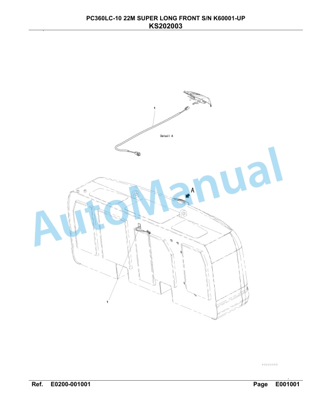 Komatsu PC360LC-10 22M Super Long Front Hydraulic Excavator Parts Manual K60001-UP-2