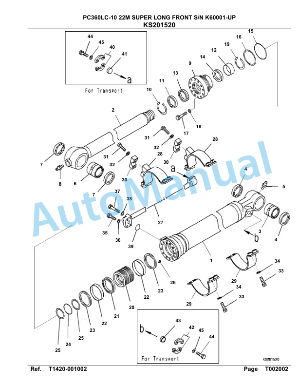 Komatsu PC360LC-10 22M Super Long Front Hydraulic Excavator Parts Manual K60001-UP-5
