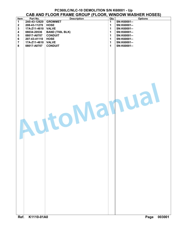 Komatsu PC360LC-10, PC360NLC-10 Demonlition Hydraulic Excavator Parts Manual K60001-Up-2