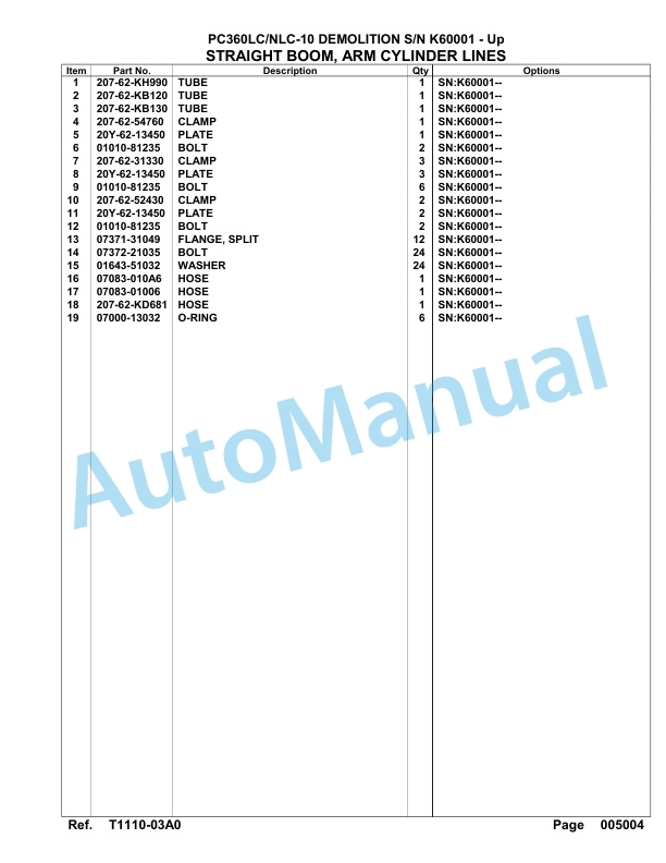 Komatsu PC360LC-10, PC360NLC-10 Demonlition Hydraulic Excavator Parts Manual K60001-Up-4