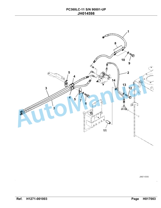 Komatsu PC360LC-11 Hydraulic Excavator Parts Manual 90001-UP-3