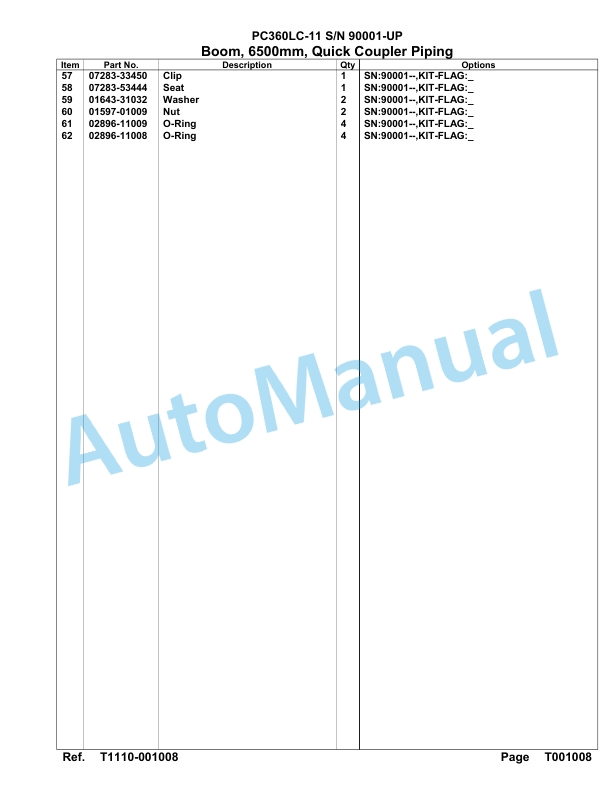 Komatsu PC360LC-11 Hydraulic Excavator Parts Manual 90001-UP-5