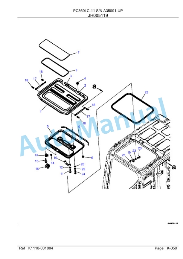 Komatsu PC360LC-11 Hydraulic Excavator Parts Manual A35001-4