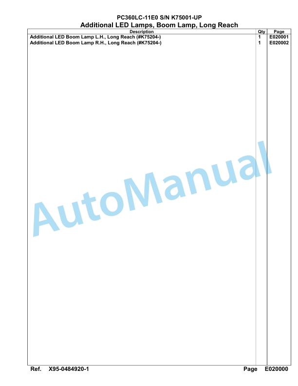 Komatsu PC360LC-11E0 Hydraulic Excavator Parts Manual PC00065U-2