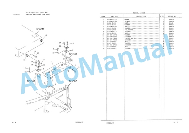 Komatsu PC360LC-5 Hydraulic Excavator Parts Manual PEPBU2080503-3