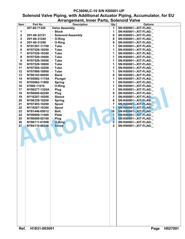 Komatsu PC360NLC-10 Hydraulic Excavator Parts Manual SAA6E5AU-3