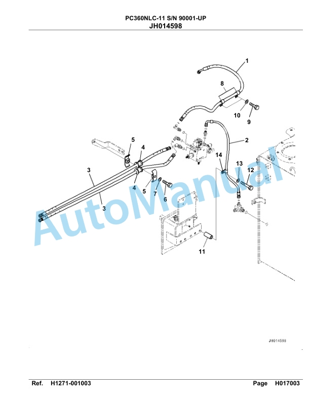 Komatsu PC360NLC-11 Hydraulic Excavator Parts Manual 90001-UP-3