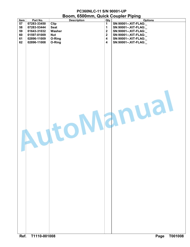 Komatsu PC360NLC-11 Hydraulic Excavator Parts Manual 90001-UP-5