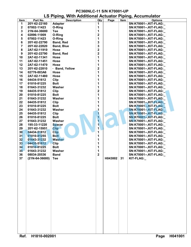 Komatsu PC360NLC-11 Hydraulic Excavator Parts Manual PC00020U-3