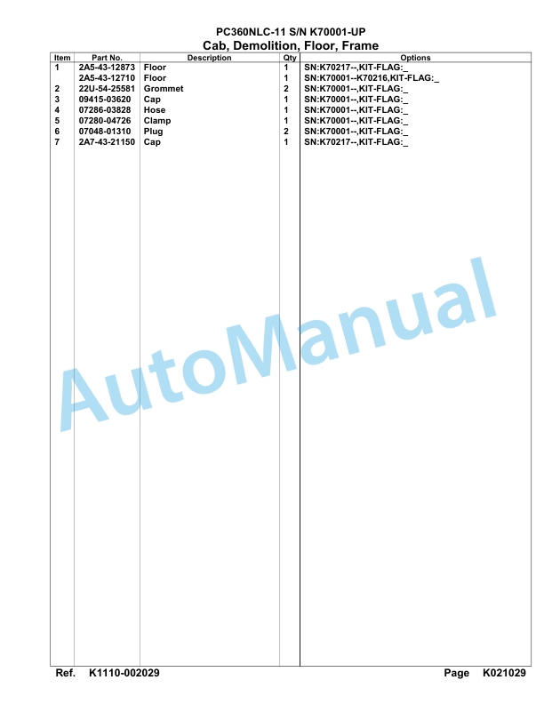 Komatsu PC360NLC-11 Hydraulic Excavator Parts Manual PC00020U-4
