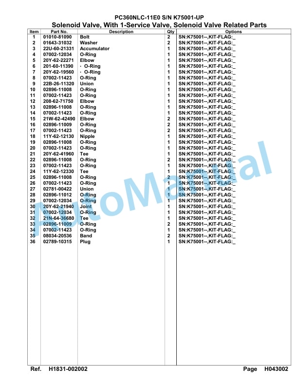 Komatsu PC360NLC-11E0 Hydraulic Excavator Parts Manual PC00065U-3