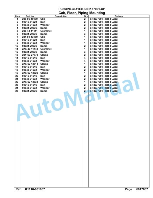 Komatsu PC360NLCI-11E0 Hydraulic Excavator Parts Manual PC00095U-4