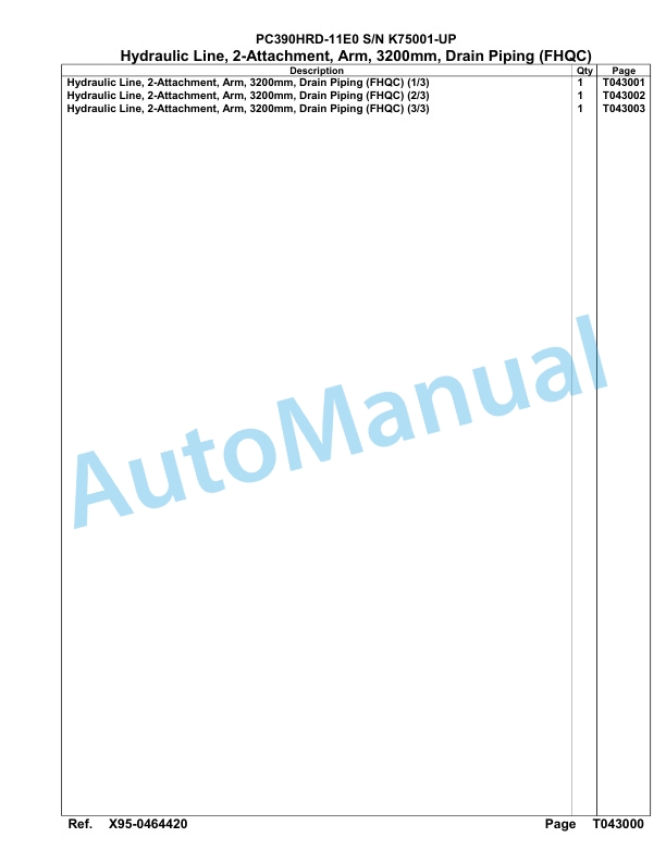 Komatsu PC390HRD-11E0 Hydraulic Excavator Parts Manual PC00065U-5