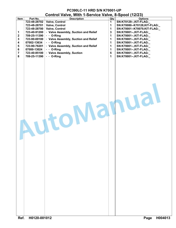Komatsu PC390LC-11 HRD Hydraulic Excavator Parts Manual PC00020U-2