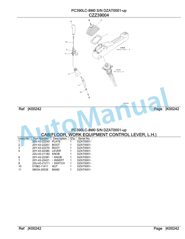 Komatsu PC390LC-8M0 Hydraulic Excavator Parts Manual DZAT0001-up-4