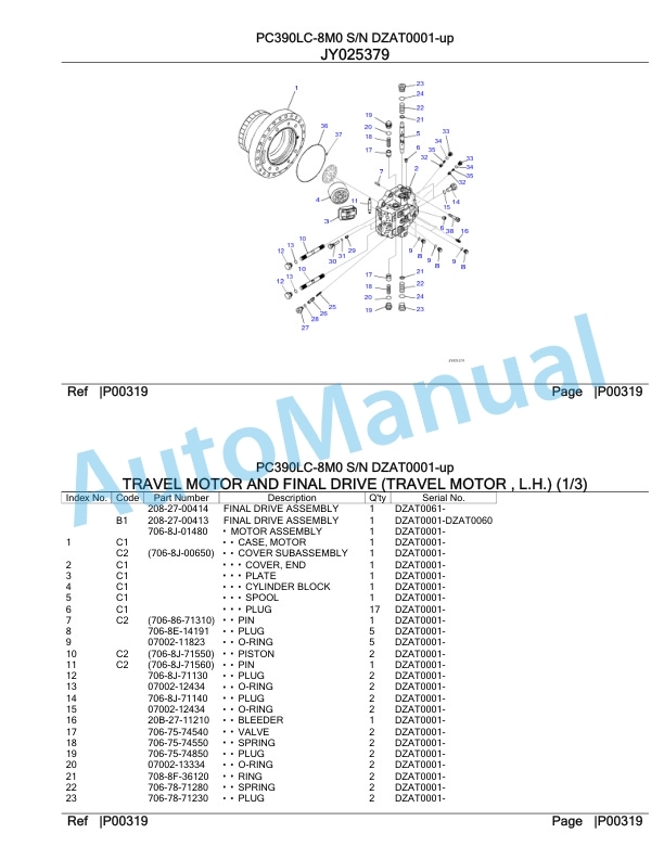 Komatsu PC390LC-8M0 Hydraulic Excavator Parts Manual DZAT0001-up-5
