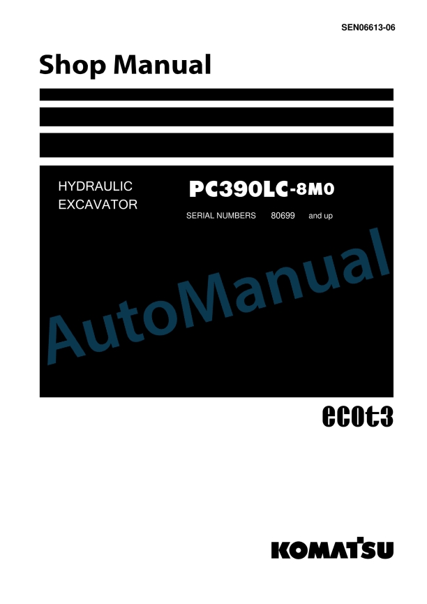Komatsu PC390LC-8M0 Hydraulic Excavator Shop Manual SEN06613-06
