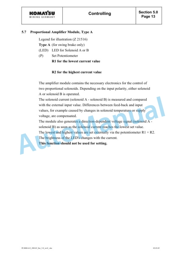 Komatsu PC4000-6 Electrical Hydraulic Mining Excavator Service Manual-2