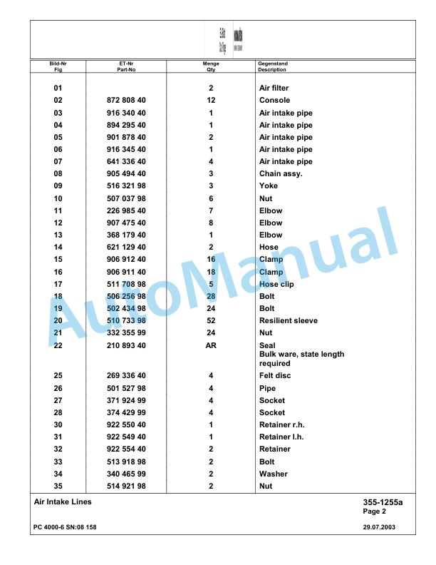 Komatsu PC4000-6 Hydraulic Excavator Parts Manual G08158-2