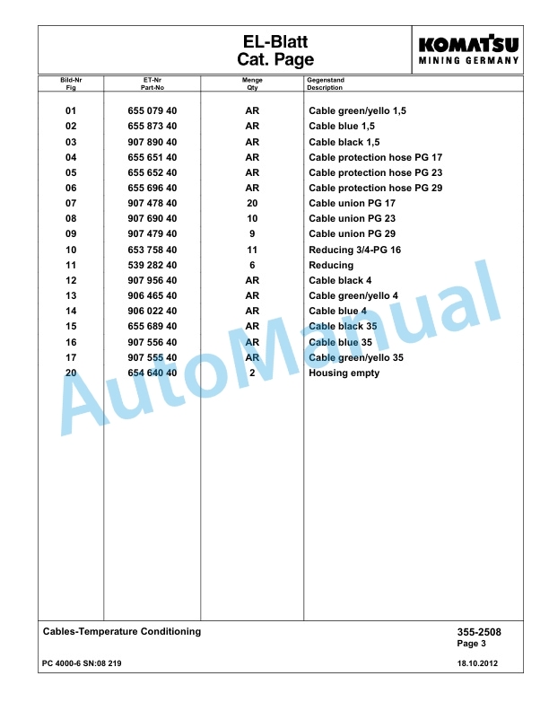 Komatsu PC4000-6 Hydraulic Excavator Parts Manual G08219-4