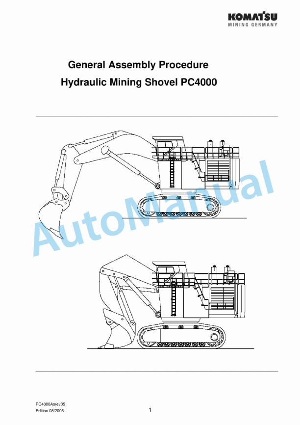 Komatsu PC4000 Hydraulic Mining Shovel Field Assembly Instruction PC4000Asrev05