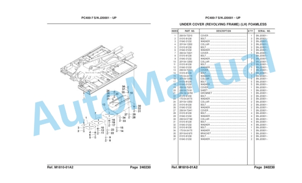 Komatsu PC400SE-7, PC400LCSE-7 Hydraulic Excavator Parts Manual LEPBP40702-4