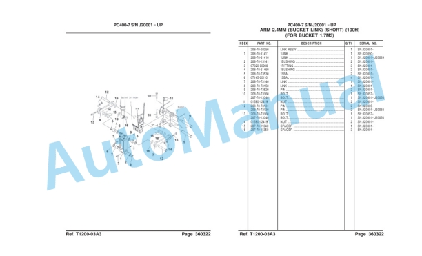 Komatsu PC400SE-7, PC400LCSE-7 Hydraulic Excavator Parts Manual LEPBP40702-5